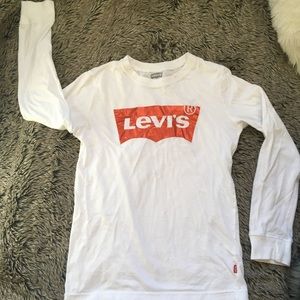 Levi’s white color red shimmer logo long sleeve Tshirt size medium 10-12
